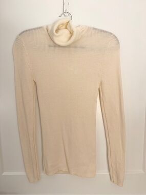 Muji Cream Ribbed Turtleneck Sweater